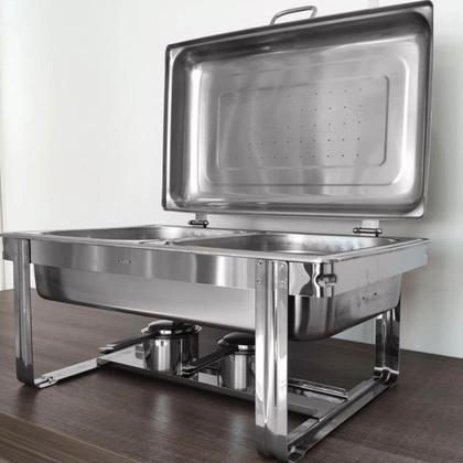 Imagem de Rechaud Retangular Savoy Brinox com Banho Maria Cuba 1/2