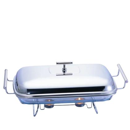 Imagem de Rechaud Retangular Vidro 3lt. com Suporte Tampa e Concha Inox Fracalanza