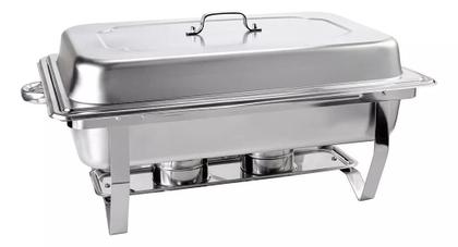 Imagem de Rechaud RM Retangular em Aço Inox Banho com 4 Cubas e Fogareiro 11 L Buffet