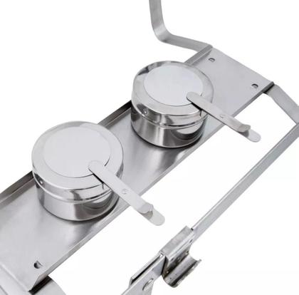 Imagem de Rechaud RM Retangular em Aço Inox Banho com 4 Cubas e Fogareiro 11 L Buffet