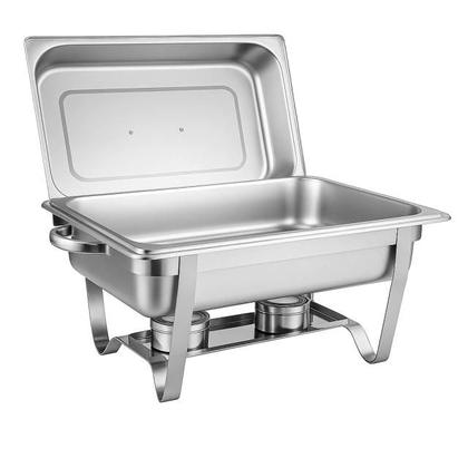 Imagem de Rechaud RM Retangular em Aço Inox Banho Maria com 1 Cuba e Fogareiro 11 L Buffet