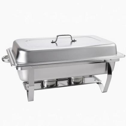 Imagem de Rechaud RM Retangular em Aço Inox Banho Maria com 1 Cuba e Fogareiro 11 L Buffet