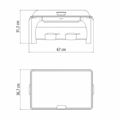 Imagem de Rechaud Tramontina Retangular em Aço Inox 8,4 L Tampa Removível com Fogareiro Cuba GN 1/2 61040220