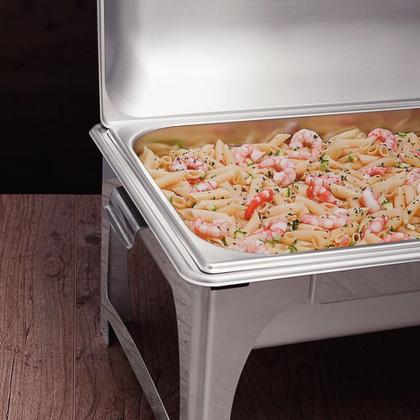 Imagem de Rechaud Tramontina Retangular em Aço Inox 8,4 L Tampa Removível com Fogareiro Cuba GN 1/2 61040220