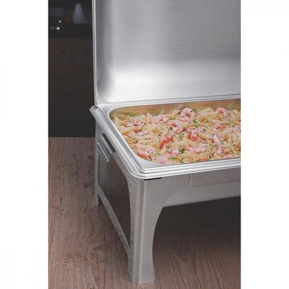 Imagem de Rechaud Tramontina Retangular em Aço Inox Banho Maria Tampa Removível Cuba 1/2 8,4 L