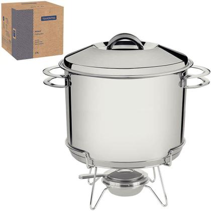 Imagem de Rechaud Tramontina Solar em Aço Inox Fundo Triplo com Fogareiro e Tampa de Inox 7,8 L 65500680