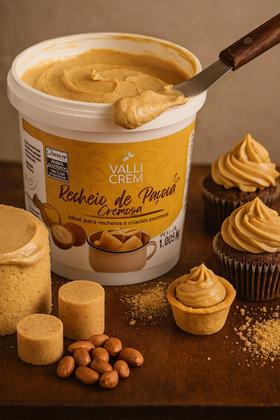 Imagem de Recheio de Paçoca Cremosa 1,005 Kg  Pronto para Uso em Bolos, Doces e Confeitaria Gourmet