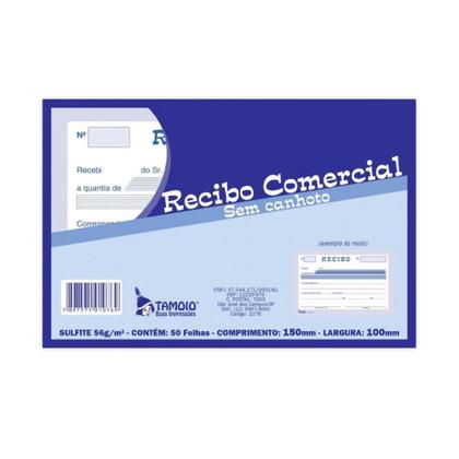 Imagem de Recibo Comercial Tamoio Sem Canhoto 50 Folhas 15x10cm C/20