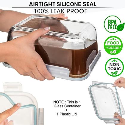 Imagem de Recipiente de armazenamento de alimentos Razab 3300ml/112 onças de vidro com tampa