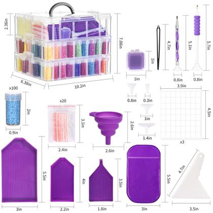 Imagem de Recipiente de armazenamento de pintura de diamante QUEFE 3 camadas e 100 slots