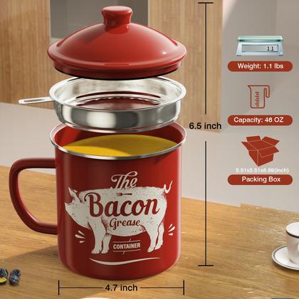 Imagem de Recipiente de gordura para bacon PYARD 1,3 L com peneira e espátula