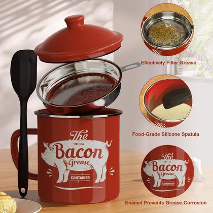 Imagem de Recipiente de gordura para bacon PYARD 1,3 L com peneira e espátula