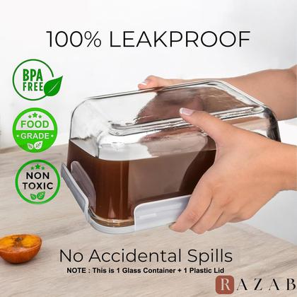 Imagem de Recipiente de vidro para alimentos Razab 3300mL com tampa de bloqueio