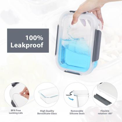 Imagem de Recipientes de armazenamento de alimentos GC GENICOOK Glass com tampas 650mL x5