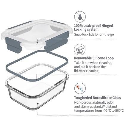 Imagem de Recipientes de armazenamento de alimentos GC GENICOOK Glass com tampas 650mL x5