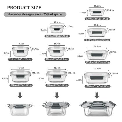 Imagem de Recipientes de armazenamento de alimentos GC GENICOOK Glass com tampas 650mL x5