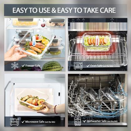 Imagem de Recipientes de armazenamento de alimentos GC GENICOOK Glass com tampas 650mL x5