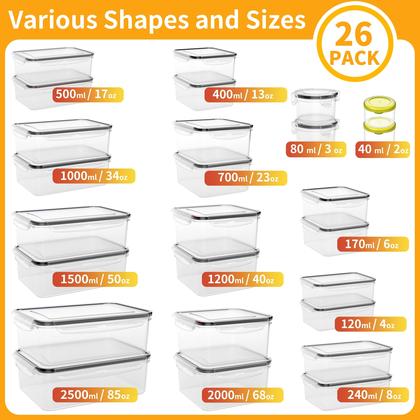 Imagem de Recipientes de armazenamento de alimentos GEIKR 52 PCS herméticos sem BPA