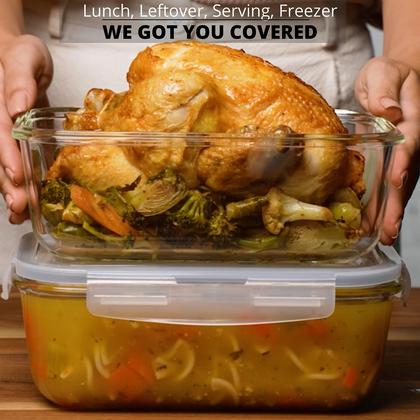 Imagem de Recipientes de armazenamento de alimentos Razab 8 copos/vidro de 1,8 L (2 unidades + 2 tampas)