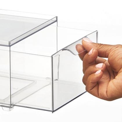 Imagem de Recipientes de armazenamento empilháveis MDesign Lumiere com gaveta, pacote com 2