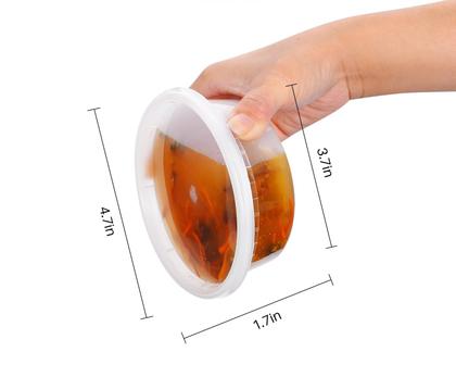 Imagem de Recipientes de plástico para armazenamento de alimentos Deli EDI 8 onças, 50 conjuntos com tampas