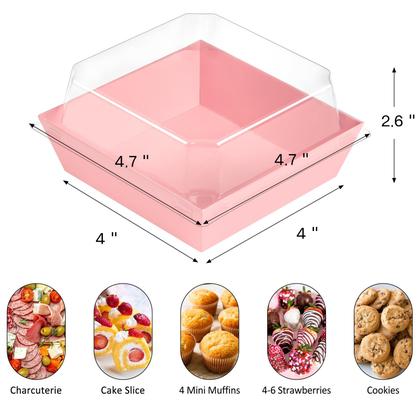 Imagem de Recipientes para alimentos ZORRITA Charcuterie, pacote com 50 polegadas, 4 polegadas com tampas rosa