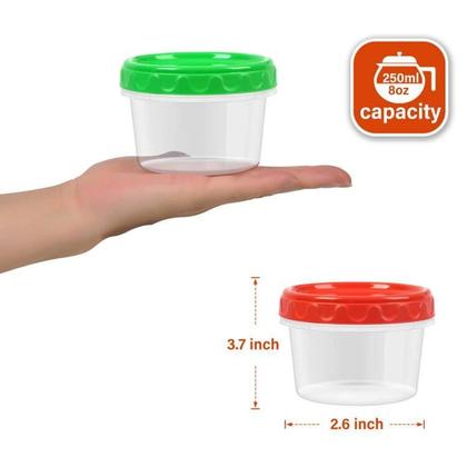 Imagem de Recipientes para freezer EONJOE 240 ml com tampas, pacote com 6 unidades, PP5 sem BPA
