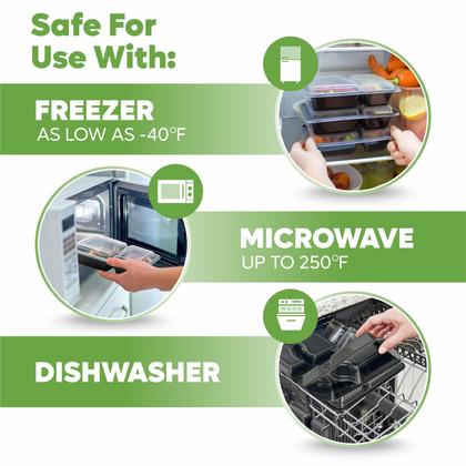 Imagem de Recipientes para preparação de refeições, embalagem confortável, 800 ml, 2 compartimentos x50