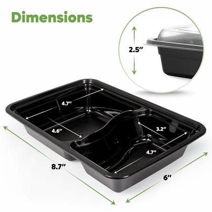 Imagem de Recipientes para preparação de refeições, embalagem confortável, 800 ml, 2 compartimentos x50