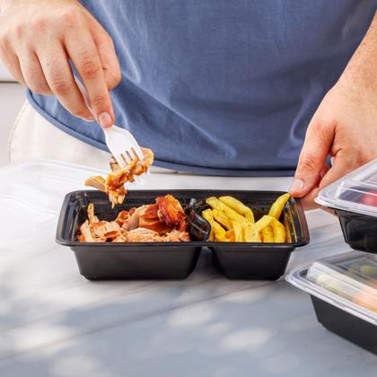 Imagem de Recipientes para preparação de refeições, embalagem confortável, 800 ml, 2 compartimentos x50