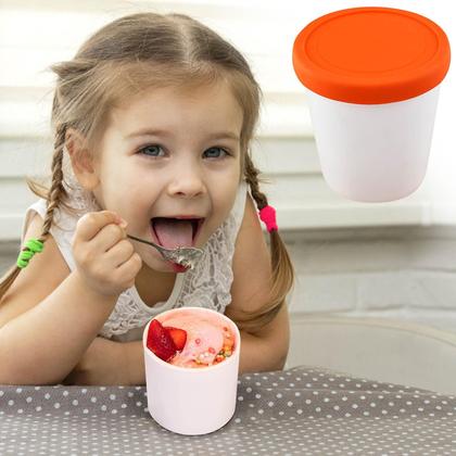 Imagem de Recipientes para sorvete caseiro Recipientes de sorvete reutilizáveis com tampas - Recipientes de armazenamento de sorvete para freezer 1l