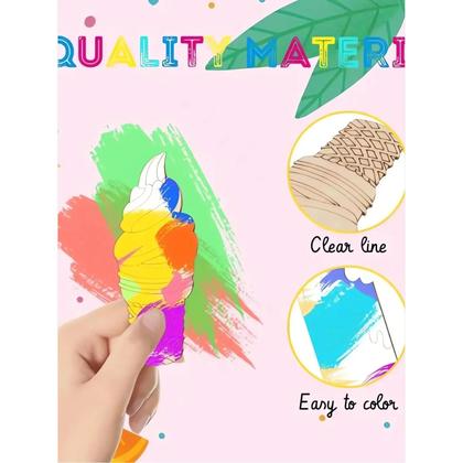 Imagem de Recortes De Madeira De Sorvete De Verão 6/30 Peças DIY Para Pintura E Artesanato Em Festas De