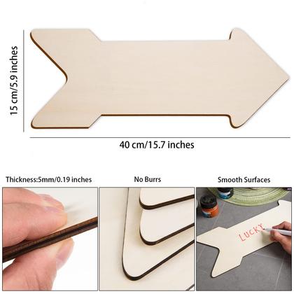Imagem de Recortes de madeira em forma de seta AWIZOM 40 x 15 cm (4 unidades)
