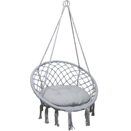 Imagem de Rede Cadeira Balanço Suspensa Algodao Teto Casa Varanda Quintal Jardim Deck Area Lazer Confortavel Resistente