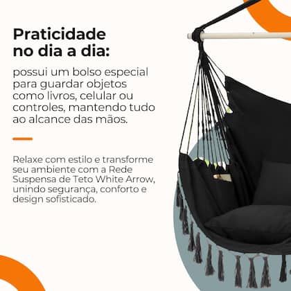 Imagem de Rede De Balanço Suspensa Teto Confortável com Almofadas White Arrow
