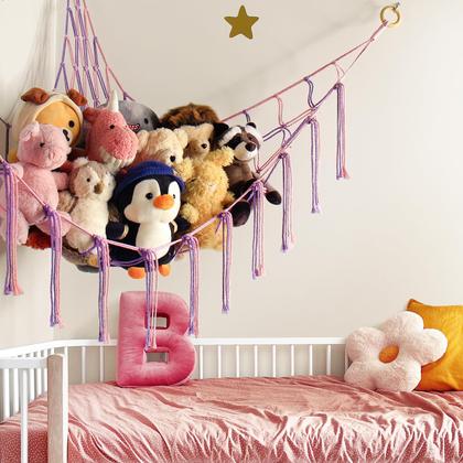 Imagem de Rede de bichos de pelúcia mirolam Large Corner Net rosa roxa