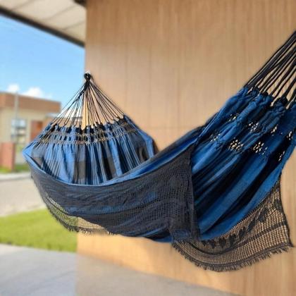 Imagem de Rede de Dormir Casal 100 Algodão Reforçada 4,50m  Luxo e Conforto Modelo Jaguaruana