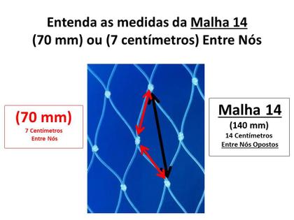 Imagem de Rede de Pesca Malha 14 Fio 0,50 1,68 Altura Comp. 50 Metros E. Embutido Rede Pronta Profissional