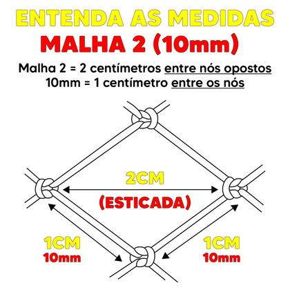 Imagem de Rede de Pesca Pronta Fio 0,20 Malha 2 10mm 10m Alt. 1,20m