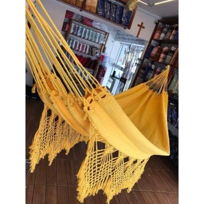 Imagem de rede descanso dormir amarelo casal reforçada 100% Algodão 300kg