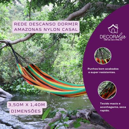 Imagem de Rede Descanso Dormir Amazonas Nylon Casal Colorida Resistente Camping Cores:Verde/amarelo