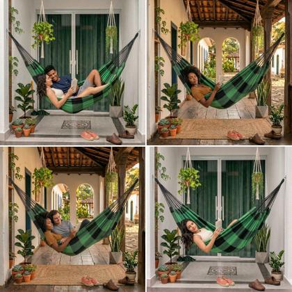 Imagem de Rede Dormir Descanso Casal Gigante Reforçada Estampada Tijubana 100 Algodão 180kg Confortável Descanso