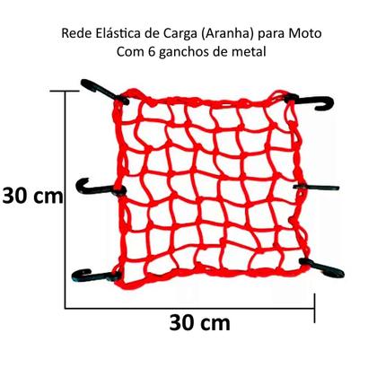 Imagem de Rede Elástica Aranha P/ Moto Capacete 30cm X 30cm Carga