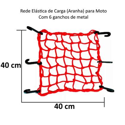 Imagem de Rede Elástica Moto Bagageiro Baú Redinha 40X40 Varias Cores
