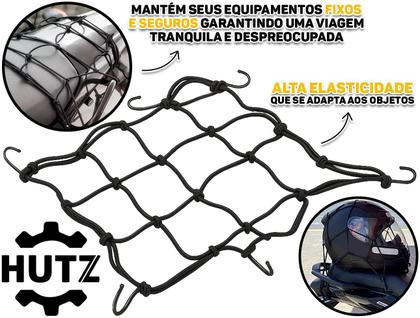 Imagem de Rede Elástica Tipo Aranha Para Amarração Bagagem Porta-Malas Moto Capacete Com Ganchos 35x35 Hutz