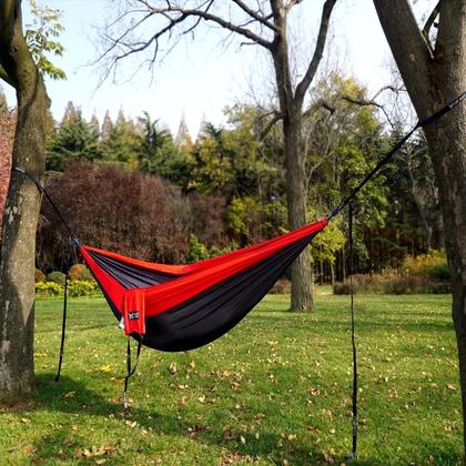 Imagem de Rede Para Descanso Compacta Resistente Leve Para Dormir Casal ou Solteiro Camping Caça Pesca Com Corda Mosquetão e Fita