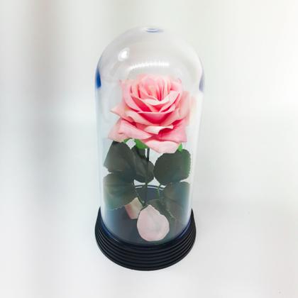 Imagem de Redoma Cúpula A Rosa Encantada A Bela E A Fera / Pequeno Príncipe Base Preta com Rosa Salmão