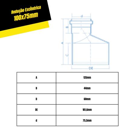 Imagem de Redução Excêntrica Esgoto SN Encanamento 100x75mm 3und