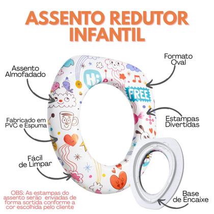 Imagem de Redutor de Assento para Vaso Sanitário Infantil Desfralde de Crianças e Bebês Almofadado Macio