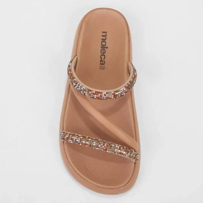 Imagem de Ref. 5469.121 - Sandália Papete Feminina Flat Duas Tiras Strass Moleca